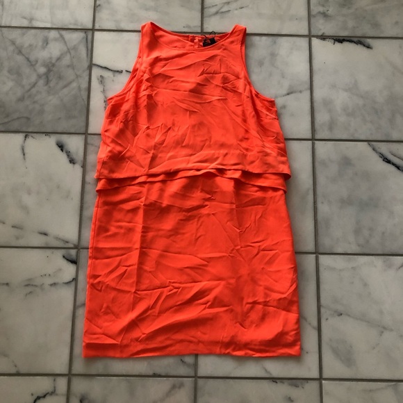 banana republic orange dress Banana Republic Long Orange Dress With Tie- XL